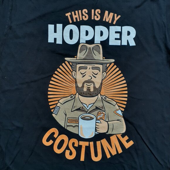 This is My Hopper Costume - Stranger Things - New Large Black T-Shirt - Picture 2 of 5